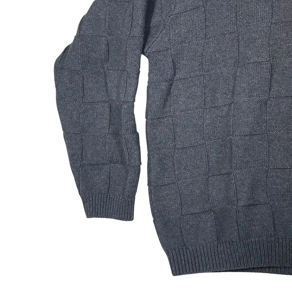 Vintage Roundtree & Yorke Tall Man Sweater 2XLT Pullover Gray Check Pattern